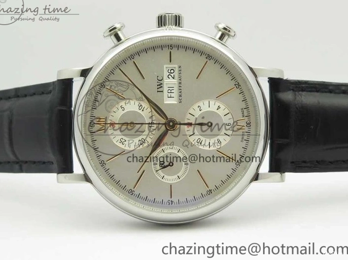 MIROTIME 0129 Snug Portofino IW391022 SS ZK 1:1 Best Edition White Dial Gold Markers On Black Leather Strap A 7130